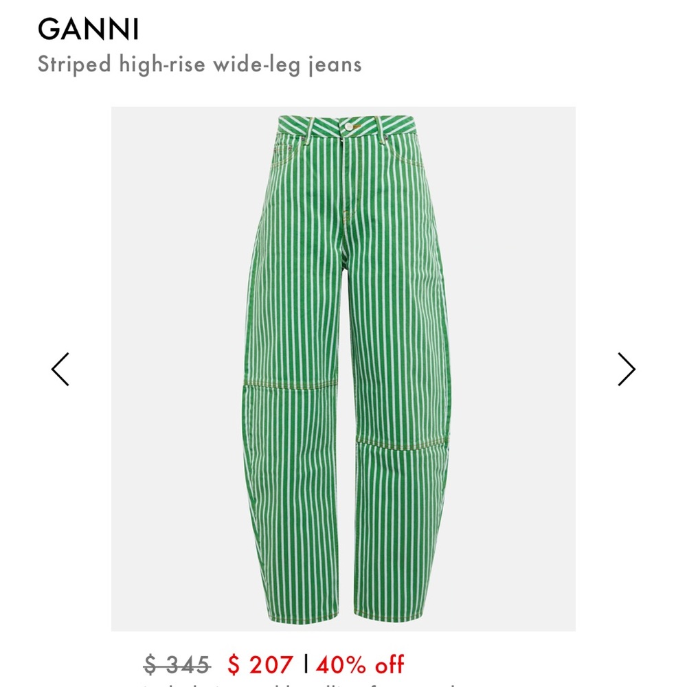 Green and White Ganni Jeans *OPEN TO OFFERS*